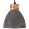 vidaXL Hanglamp industrieel E27 46 cm ijzer en massief hout grijs