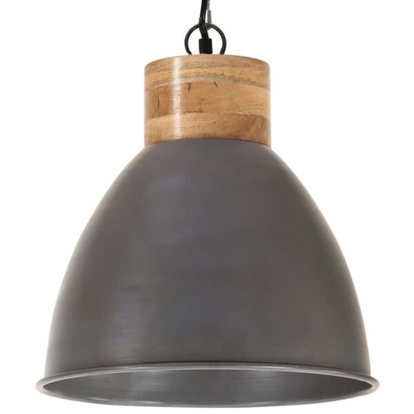 vidaXL Hanglamp industrieel E27 46 cm ijzer en massief hout grijs