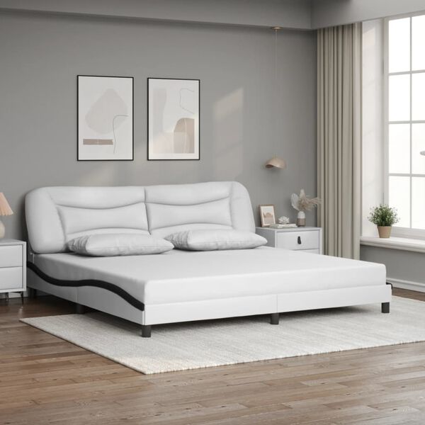 vidaXL Bedframe zonder matras "Hvar" kunstleer wit en zwart 200x200 cm