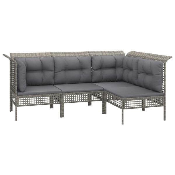 vidaXL 7-delige Loungeset met kussens poly rattan grijs