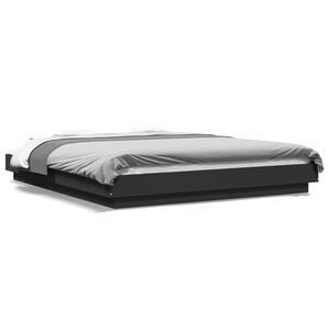 vidaXL Bedframe met LED-verlichting bewerkt hout zwart 150x200 cm