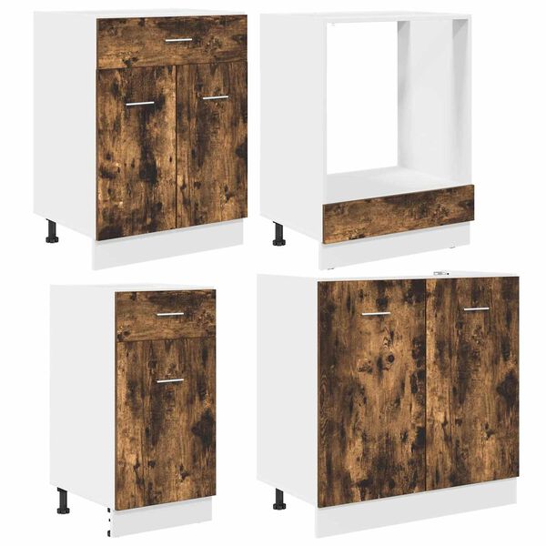 vidaXL Keukenkastenset Lyon 8 pcs Gerookt eiken 240 x 46 x 81.5 cm