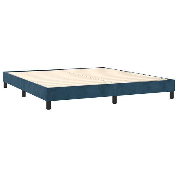 vidaXL Boxspring met matras fluweel donkerblauw 160x200 cm