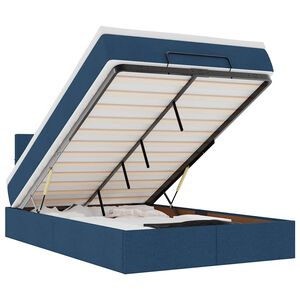 vidaXL Bed poef met matras en LED's 120x190 cm stof blauw
