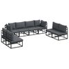 vidaXL Tuinbankenset met kussen 8 pcs Zwart Aluminium