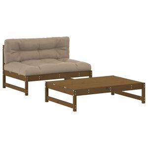vidaXL 2-delige Loungeset met kussens massief hout honingbruin