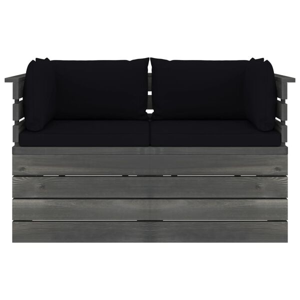 vidaXL Tuinbank 2-zits met kussens pallet massief grenenhout