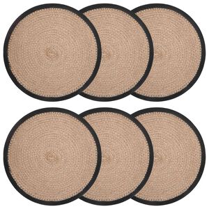 vidaXL Jute placematten 6 st Naturel en Zwart 100% Tossa Jute