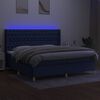 vidaXL Boxspring met matras en LED stof blauw 200x200 cm