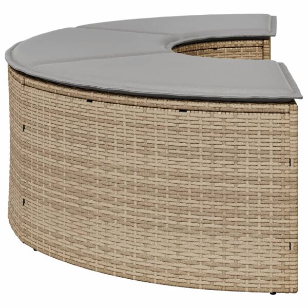 vidaXL Tuinvoetenbank met kussen poly rattan beige