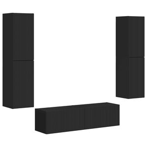 vidaXL Tv-meubelset 6 pcs Zwart Bewerkt hout