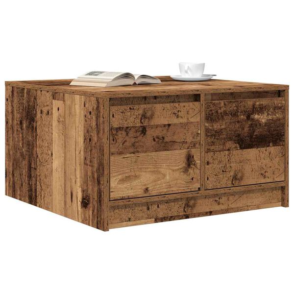 vidaXL Salontafel met lades 70,5x70x40 cm oud hout