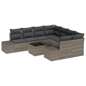 vidaXL Tuin Sofa Set met kussen 9 pcs Grijs poly rattan