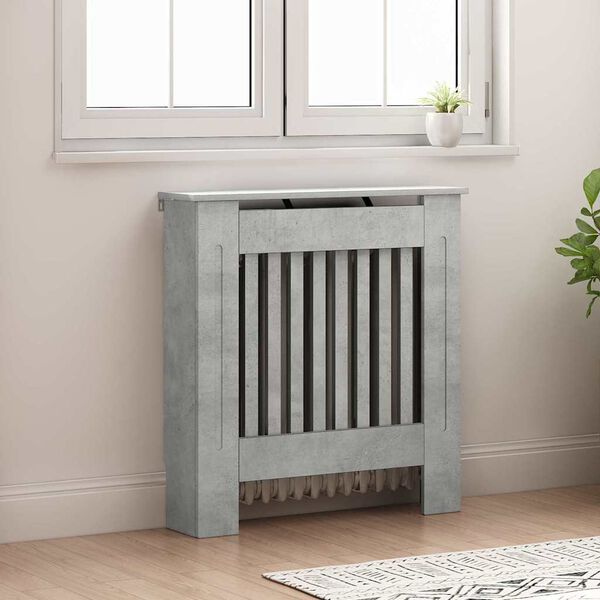 vidaXL Radiatorafdekking Beton Grijs 78 x 19 x 81,5 cm Bewerkt hout