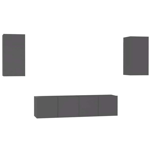vidaXL 4-delige Tv-meubelset bewerkt hout grijs