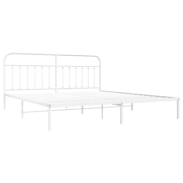 vidaXL Bedframe met hoofdbord metaal wit 193x203 cm