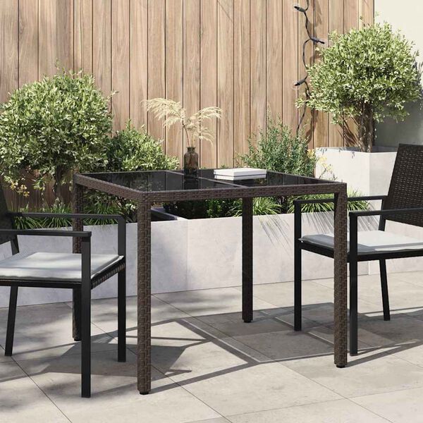 vidaXL Tuin Eettafel Bruin 90 x 90 x 75 cm Poly riet