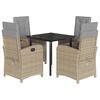 vidaXL 5-delige Tuinset met kussens poly rattan gemengd beige