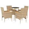vidaXL 5-delige Tuinset met kussens poly rattan en glas beige