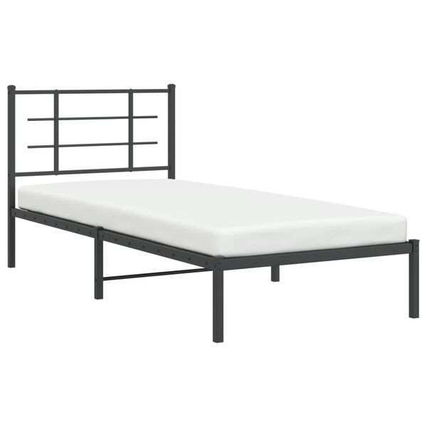 vidaXL Bedframe met hoofdbord metaal zwart 90x190 cm