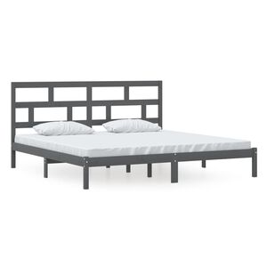 vidaXL Bedframe massief grenenhout grijs 200x200 cm