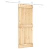 vidaXL Schuifdeur Natuurlijk en Wit 80 x 210 cm Massief Grenenhout