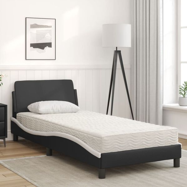 vidaXL Bed met matras "Dover" kunstleer zwart en wit 90x190 cm
