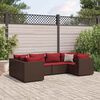vidaXL 6-delige Loungeset met kussens poly rattan bruin