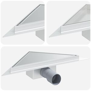 vidaXL 2 in 1 Driehoek Doucheafvoer zilver 32 x 32 x 7,5 cm