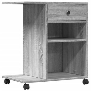 vidaXL Printerkastje met wielen 60x40x68,5 cm grijs sonoma eikenkleur