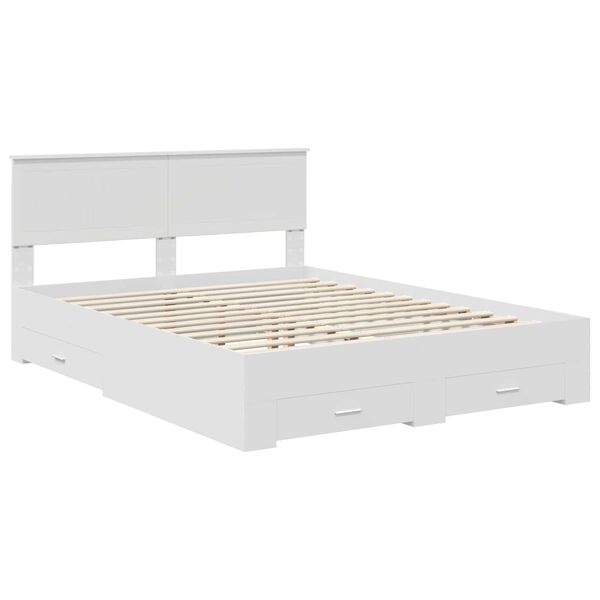 vidaXL Bedframe met hoofdeinde met lade Wit 150 x 200 cm Bewerkt hout