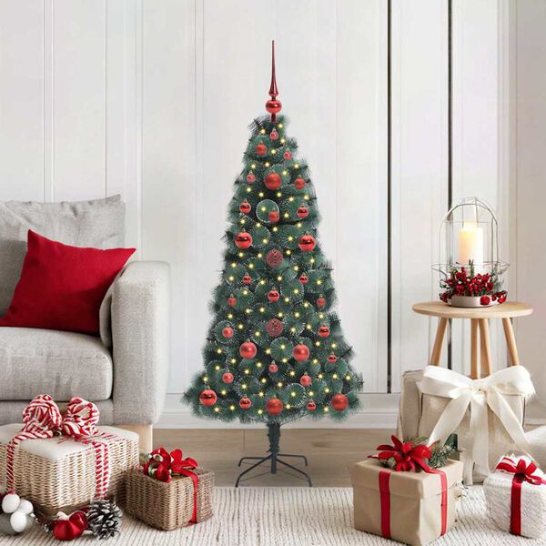 vidaXL Artificial Pre-lit Kerstboom met Ballenset Groen 120 cm PET