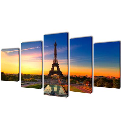 Canvas muurdruk set Eiffel toren 100 x 50 cm
