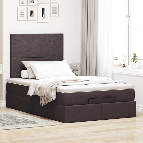 vidaXL Ottoman bed met matras en LED's 120x200cm stof donkerbruin