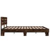 vidaXL Bedframe bewerkt hout metaal gerookt eikenkleurig 160x200 cm
