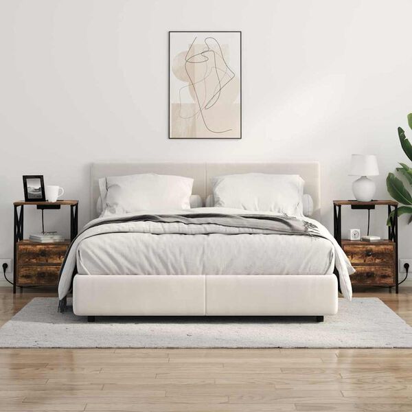 vidaXL Nachtkastje 2 pcs Gerookt eiken 40 x 31 x 60 cm Bewerkt hout