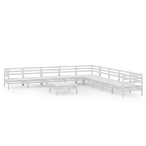 vidaXL 10-delige Loungeset massief grenenhout wit