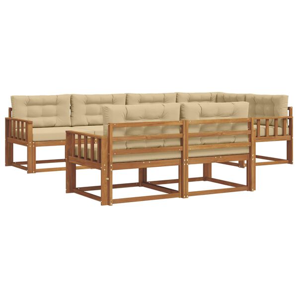 vidaXL Buiten bankenset met kussen 7 pcs Natuurlijk en Beige