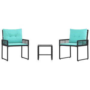 vidaXL Buitenmeubelset met kussen 3 pcs Zwart en Turquoise