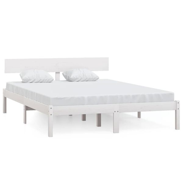 vidaXL Bedframe massief grenenhout wit 160x200 cm