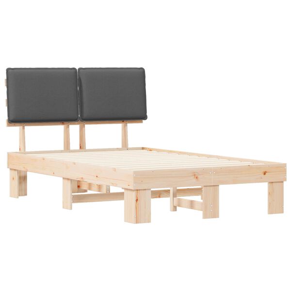 vidaXL Bedframe met Gevoerd Hoofdgedeelte Donkergrijs 120 x 190 cm