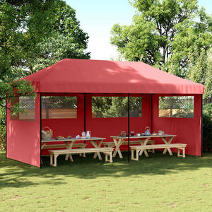 vidaXL Partytent inklapbaar pop-up met 3 zijwanden bordeauxrood