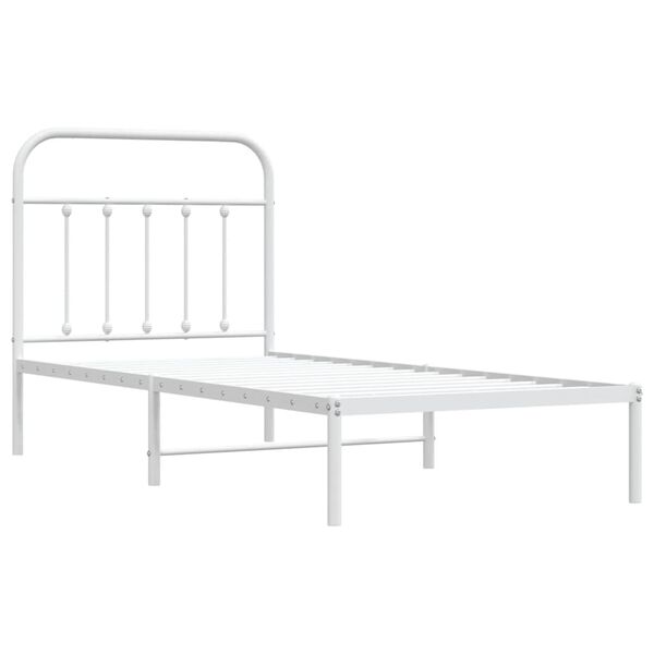 vidaXL Bedframe met hoofdbord metaal wit 90x200 cm