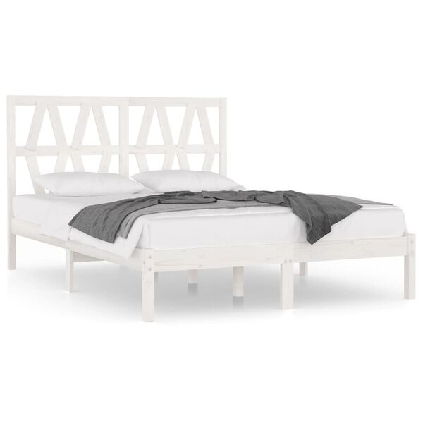 vidaXL Bedframe massief grenenhout wit 120x200 cm