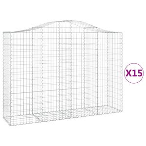 vidaXL Schanskorven 15 st gewelfd 200x50x140/160 cm ijzer