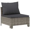 vidaXL Tuinbank midden met kussen grijs poly rattan
