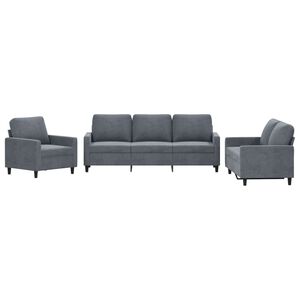 vidaXL 3-delige Loungeset met kussens fluweel donkergrijs