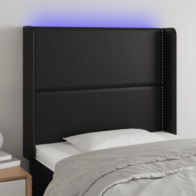 vidaXL Hoofdbord LED 93x16x118/128 cm kunstleer zwart