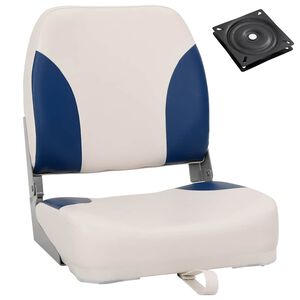 vidaXL Bootstoel 1 set met blauw-witte kussens inklapbaar