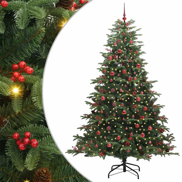 vidaXL Kunstkerstboom Groen 240 cm PVC en Metaal en Plastic